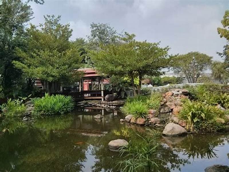Ecossistemas naturais e artificiais: Lago artificial cercado por áreas verdes e caminhos pavimentados, com água calma refletindo o céu. Às margens, há vegetação ornamental e bancos para descanso, e ao fundo podem ser vistas construções humanas, indicando que o corpo d’água foi criado para lazer.