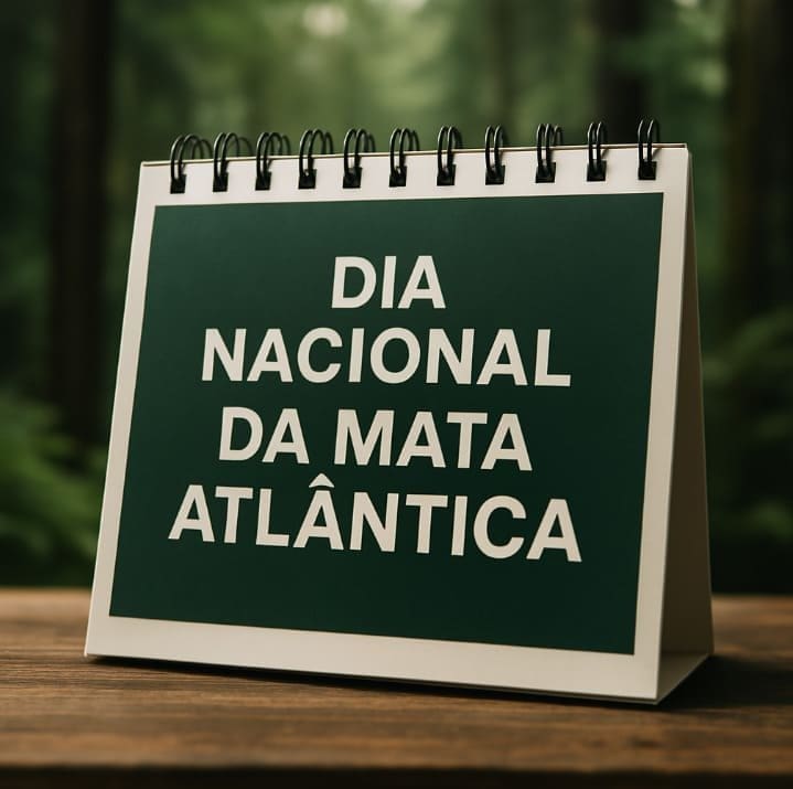 Um calendário em cima da mesa e nele está escrito: Dia Nacional da Mata Atlântica