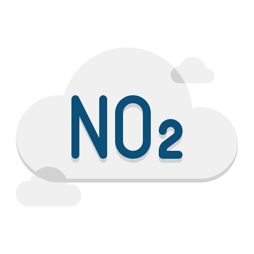 Uma nuvem com a escrita NO2, representando o dióxido de nitrogênio